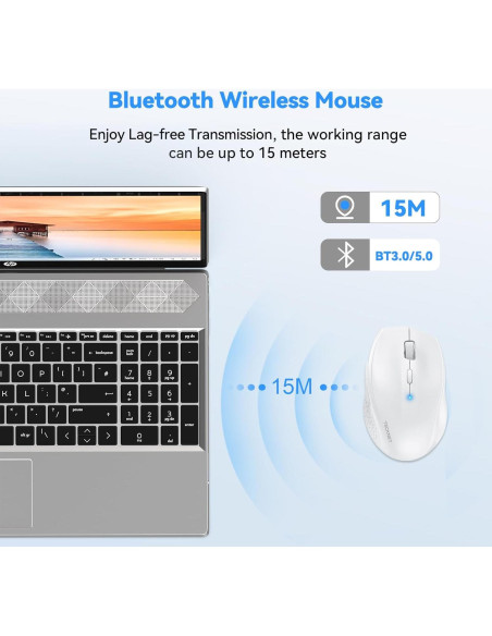 Ratón Inalámbrico Bluetooth TECKNET 4800 DPI Blanco