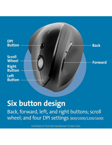 Mouse Inalámbrico Vertical Kensington Pro Fit Ergo Negro