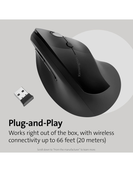 Mouse Inalámbrico Vertical Kensington Pro Fit Ergo Negro