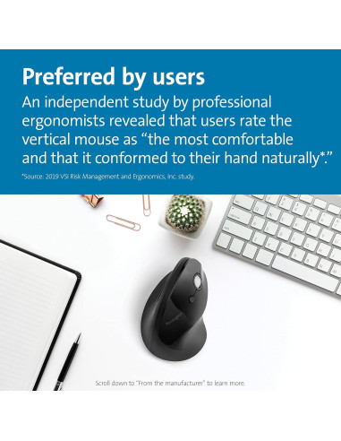 Mouse Inalámbrico Vertical Kensington Pro Fit Ergo Negro