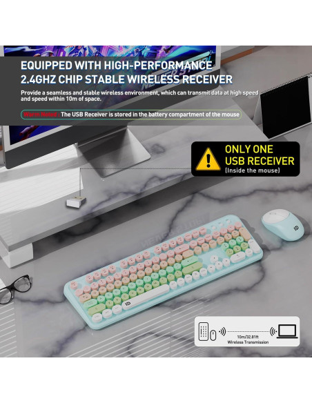 Combo Teclado y Ratón Inalámbricos FD EK8870 - Ergonomía y Silencio