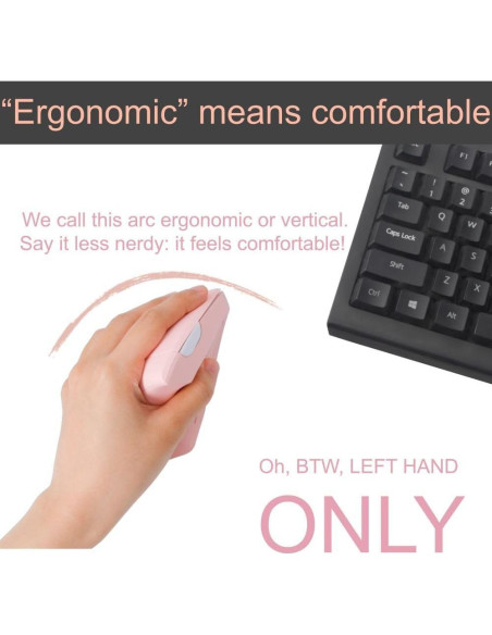 Ratón Inalámbrico Ergonómico para Zurdos URBY Rosa