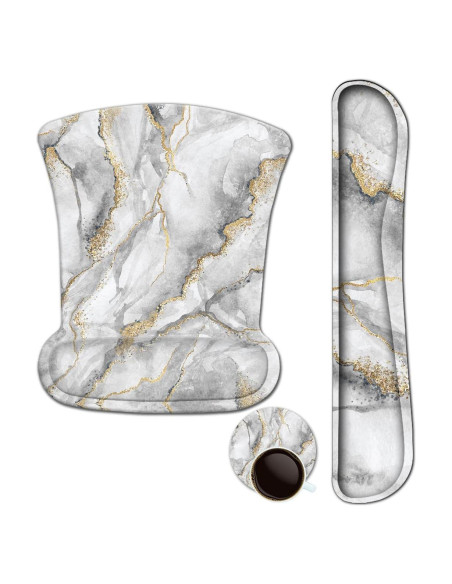 Set Reposamuñecas Ergonomico ArtSo Mármol Gris - Teclado y Ratón