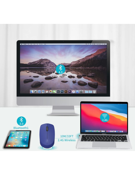 Ratón Inalámbrico Bluetooth Rapoo M100G Azul, Silencioso, 3 Dispositivos