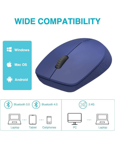 Ratón Inalámbrico Bluetooth Rapoo M100G Azul, Silencioso, 3 Dispositivos