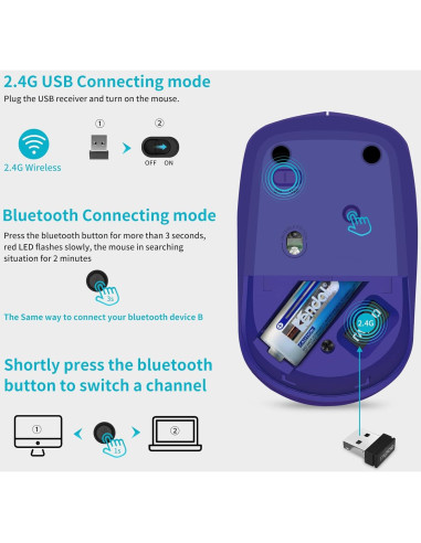 Ratón Inalámbrico Bluetooth Rapoo M100G Azul, Silencioso, 3 Dispositivos