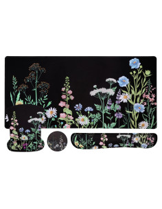Conjunto Alfombrilla de Teclado y Ratón MOSISO Floral Ergonómica