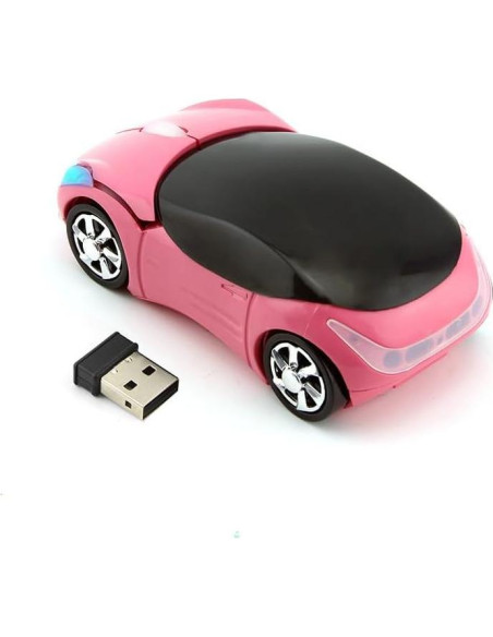 Ratón Inalámbrico 2.4G Spoojie F-car Rosa Óptico USB