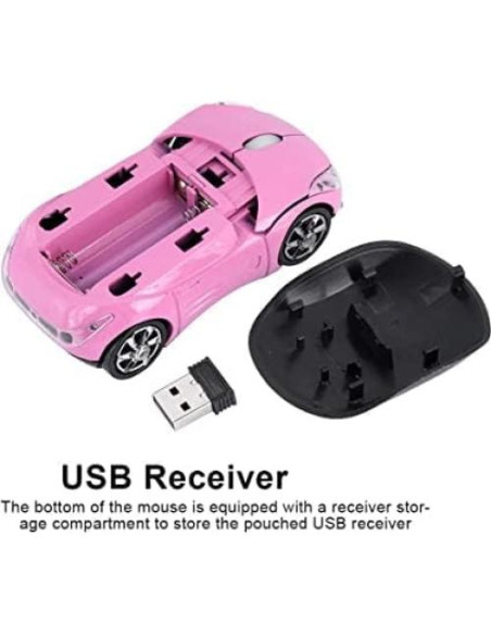 Ratón Inalámbrico 2.4G Spoojie F-car Rosa Óptico USB