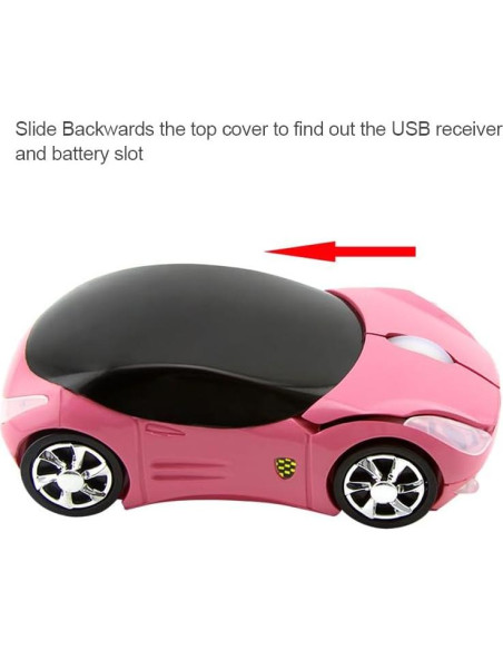 Ratón Inalámbrico 2.4G Spoojie F-car Rosa Óptico USB