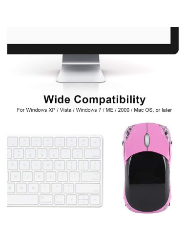 Ratón Inalámbrico 2.4G Spoojie F-car Rosa Óptico USB