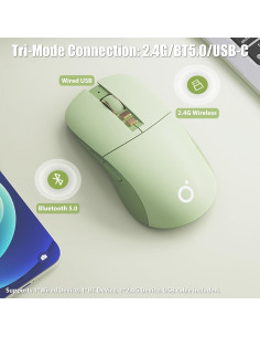 Ratón Gaming Inalámbrico TISHLED G309 2.4GHz/Bluetooth USB-C Verde 2