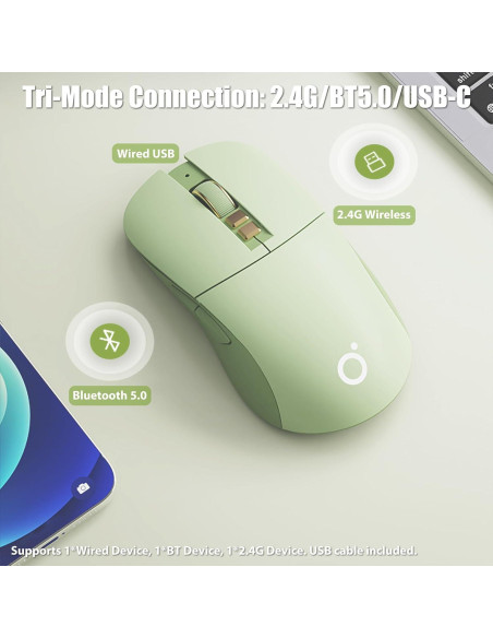 Ratón Gaming Inalámbrico TISHLED G309 2.4GHz/Bluetooth USB-C Verde