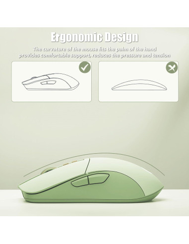 Ratón Gaming Inalámbrico TISHLED G309 2.4GHz/Bluetooth USB-C Verde