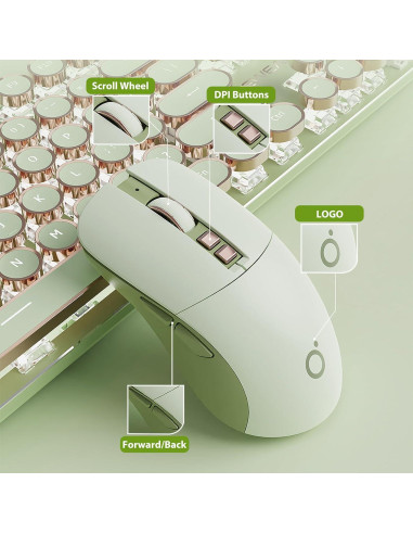 Ratón Gaming Inalámbrico TISHLED G309 2.4GHz/Bluetooth USB-C Verde