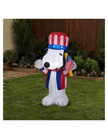 Inflable Patriótico Snoopy Gemmy 1.07 m con LED
