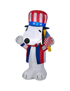 Inflable Patriótico Snoopy Gemmy 1.07 m con LED 2