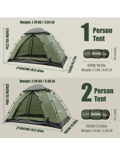 Tienda de Camping ShinHye Ultraligera 2 Personas Impermeable 2