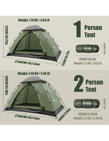 Tienda de Camping ShinHye Ultraligera 2 Personas Impermeable