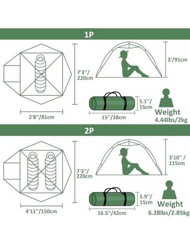 Tienda de Campaña Clostnature Libra 1 Persona 4 Estaciones Impermeable