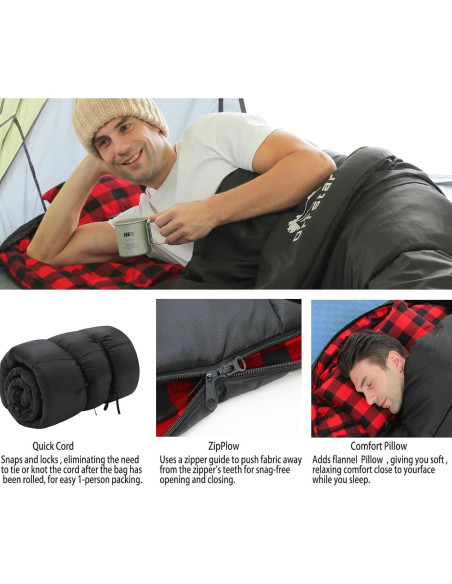 Saco de Dormir Extra Grande Orrstar para Clima Frío - 0C
