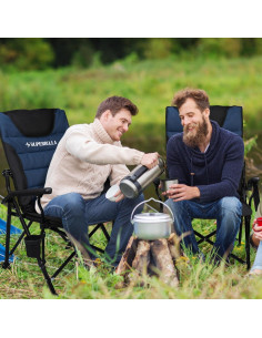 Silla de Camping Plegable Superrella con Respaldo Alto y Portavasos 2
