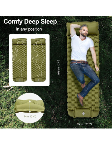 Almohadilla Inflable Night Cat para Dormir 195x65cm con Bomba