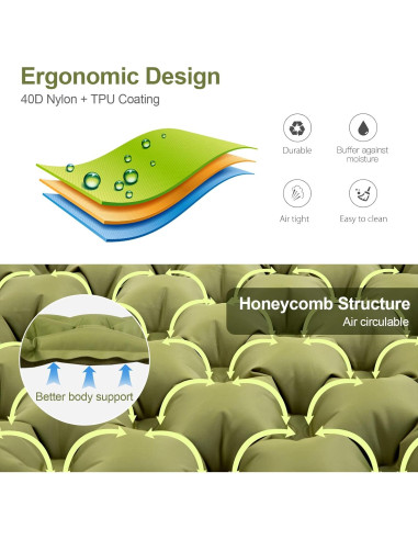 Almohadilla Inflable Night Cat para Dormir 195x65cm con Bomba