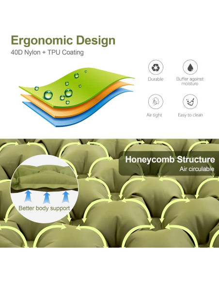 Almohadilla Inflable Night Cat para Dormir 195x65cm con Bomba