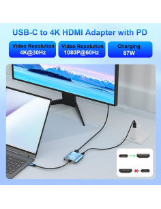 Adaptador USB C a HDMI 4K AUKOKIOULA - Compatible iPhone 15, MacBook 2