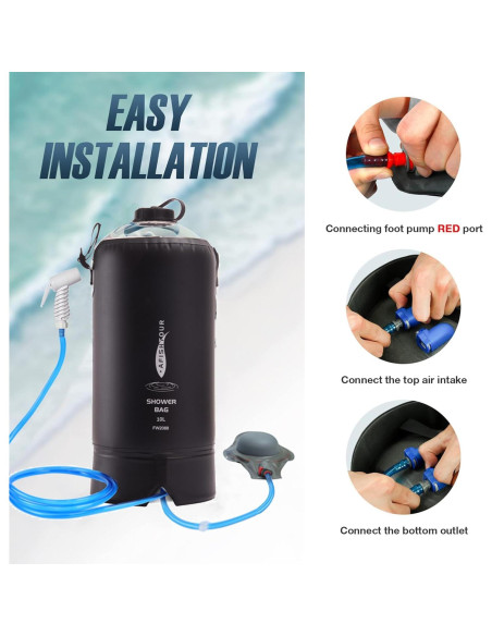 Bolsa de Ducha Camping Portátil AFISHTOUR 20L Solar con Bomba