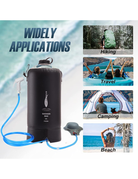 Bolsa de Ducha Camping Portátil AFISHTOUR 20L Solar con Bomba