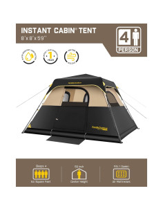 Carpa de Camping FanttikOutdoor Zeta C4 Pro 4 Personas Caqui 2
