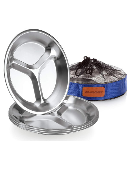 Juego de Platos de Acero Inoxidable Wealers - 4 Platos 24.89 cm