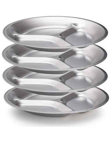 Juego de Platos de Acero Inoxidable Wealers - 4 Platos 24.89 cm