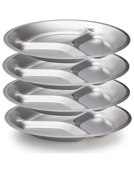 Juego de Platos de Acero Inoxidable Wealers - 4 Platos 24.89 cm