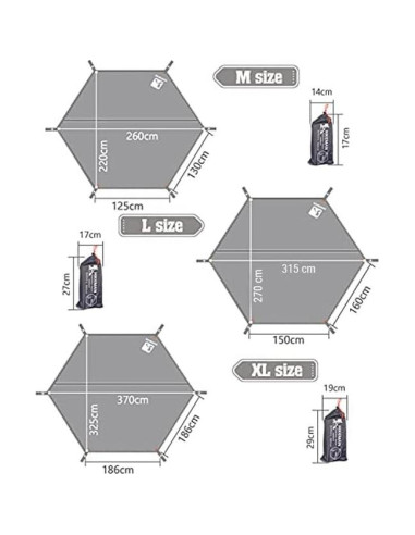 Tarp Impermeable HIKEMAN Huella Hexagonal 1-4 Personas 220x260cm
