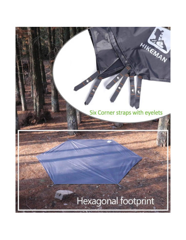 Tarp Impermeable HIKEMAN Huella Hexagonal 1-4 Personas 220x260cm