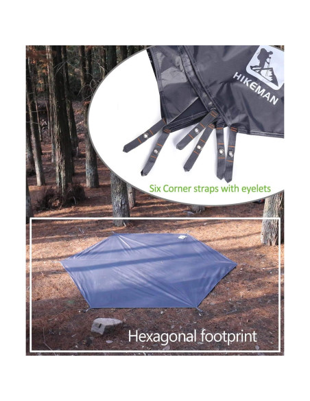 Tarp Impermeable HIKEMAN Huella Hexagonal 1-4 Personas 220x260cm