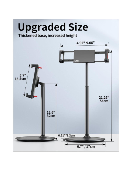 Soporte Ajustable para Tableta SAIJI S3E-2, 29-46 cm, Negro