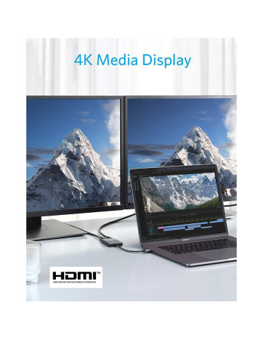 Adaptador USB C a Doble HDMI Anker A8324, 4K@60Hz, Compacto