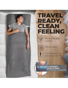 Forro de Saco de Dormir Tough Outdoors XL Algodón Gris 216x94 cm 2