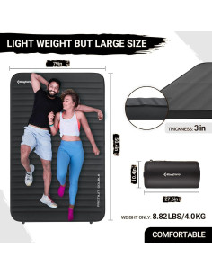 Colchón de Camping Doble Autoinflable KingCamp 3D 200x127 cm 2