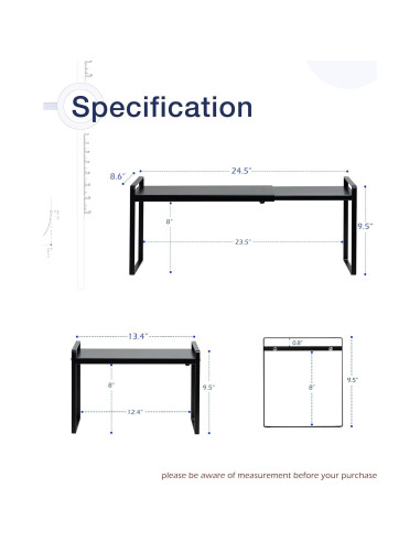 Estante Expandible Nxconsu para Alacena y Cocina, Negro