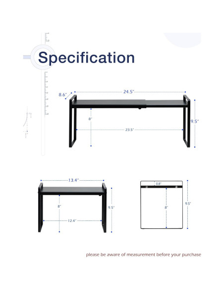 Estante Expandible Nxconsu para Alacena y Cocina, Negro