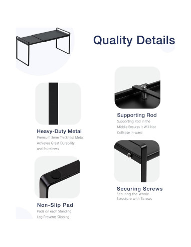 Estante Expandible Nxconsu para Alacena y Cocina, Negro