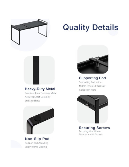 Estante Expandible Nxconsu para Alacena y Cocina, Negro