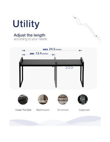 Estante Expandible Nxconsu para Alacena y Cocina, Negro