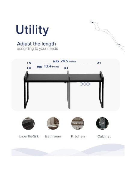 Estante Expandible Nxconsu para Alacena y Cocina, Negro