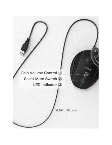 Micrófono USB de Condensador FIFINE K054 para PC y Laptop